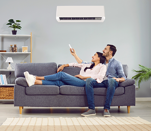 Couple enjoying mini split installation