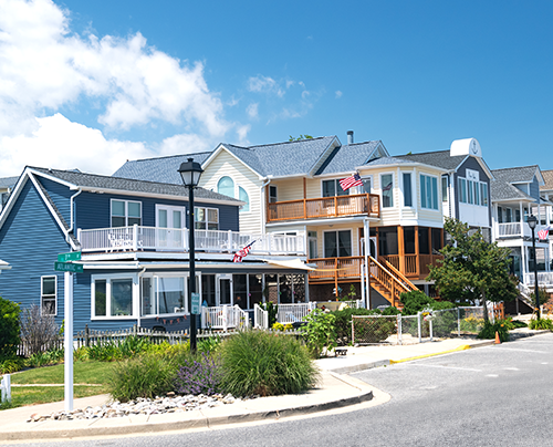 Residential coastal homes with siding